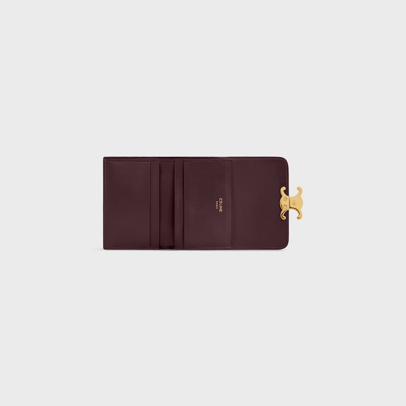 portefeuille compact avec triomphe de piÈces en cuir de veau vieux