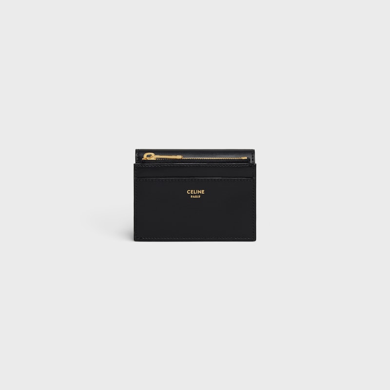 portefeuille compact avec triomphe de piÈces en cuir de veau vieux