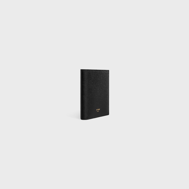 portefeuille compact triomphe charms en cuir de veau grainÉ