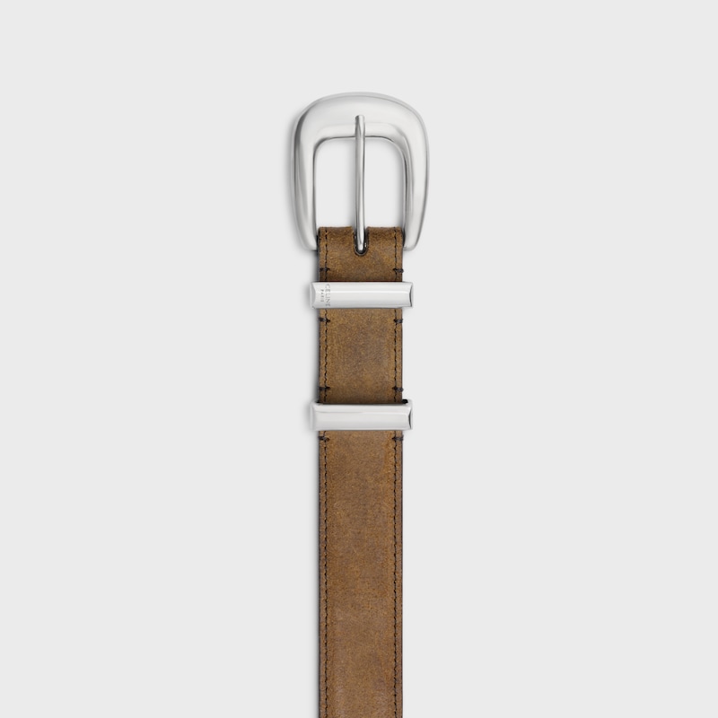 ceinture western moyenne 25 mm en cuir de veau suédé à effet ciré