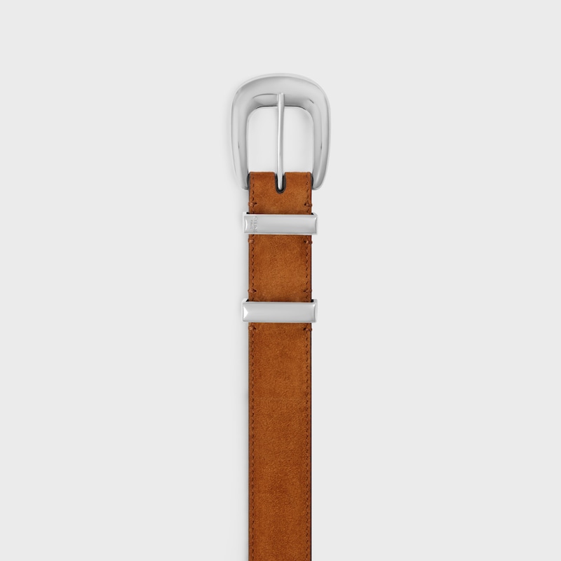 ceinture western moyenne 25 mm en cuir de veau suédé
