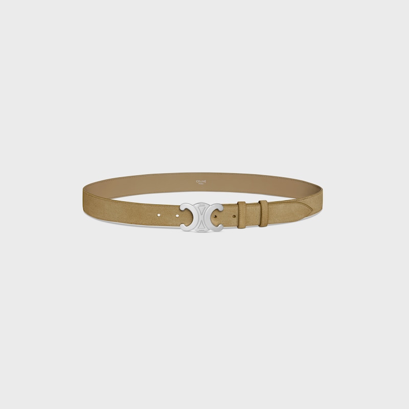 ceinture triomphe large 30 mm en cuir de veau suédé