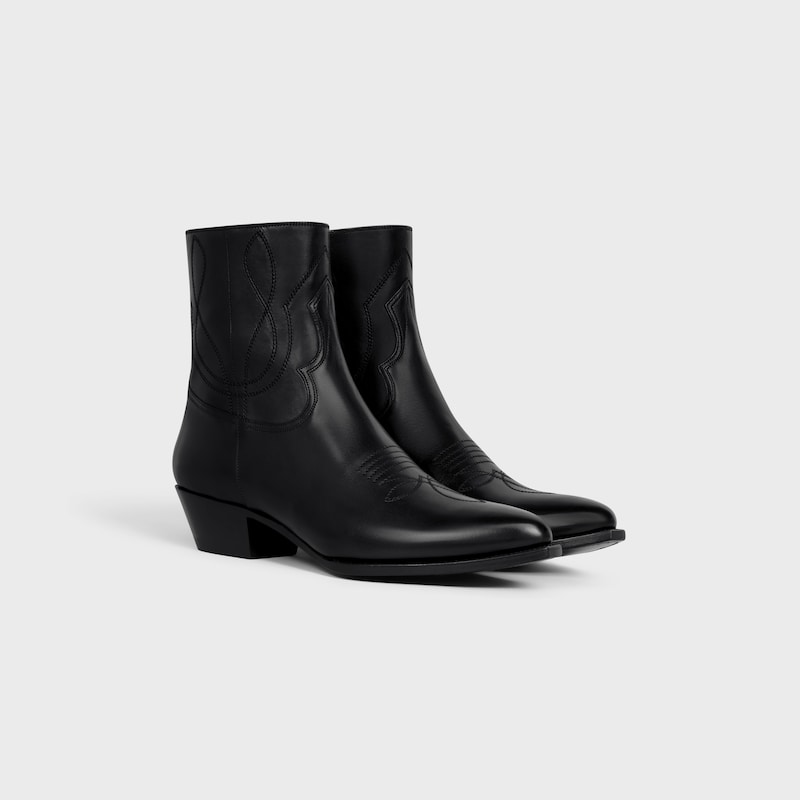 bottes western zippées celine en cuir de veau