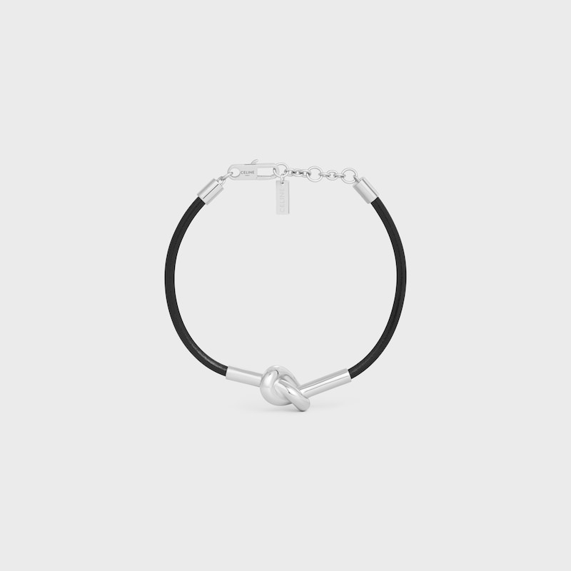 bracelet nœud en cuir de veau et laiton finition rhodiée