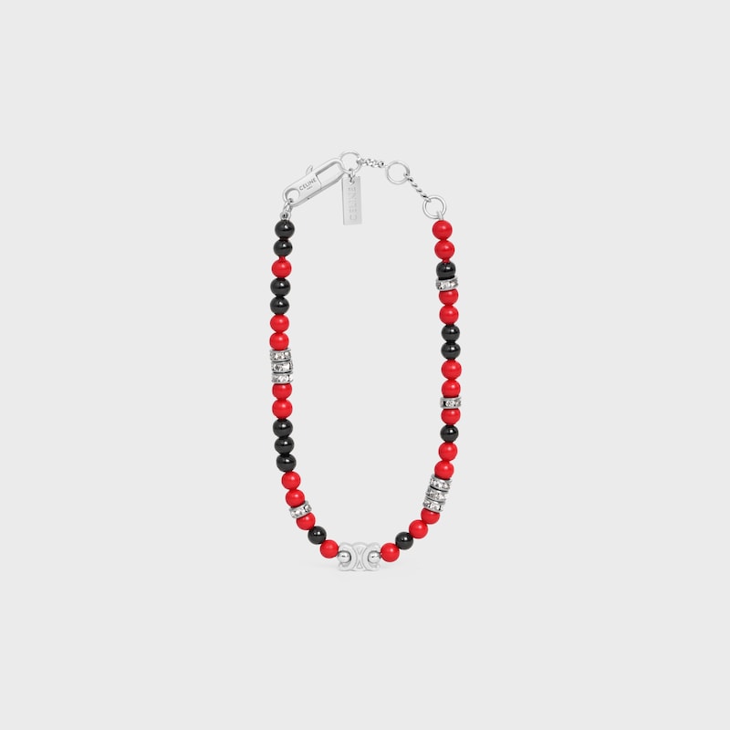 bracelet san onofre triomphe en onyx perles de résine strass et laiton finition rhodiée