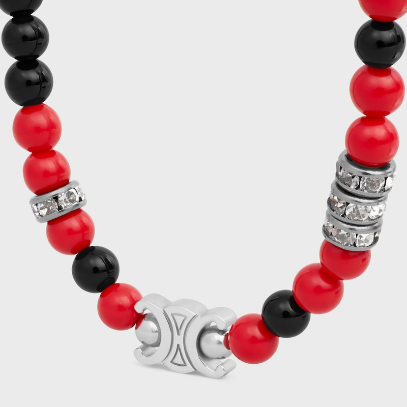 bracelet san onofre triomphe en onyx perles de résine strass et laiton finition rhodiée