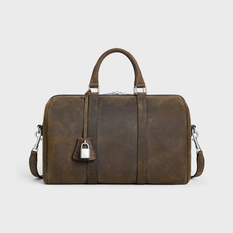 grand sac boston en daim de veau À effet cirÉ