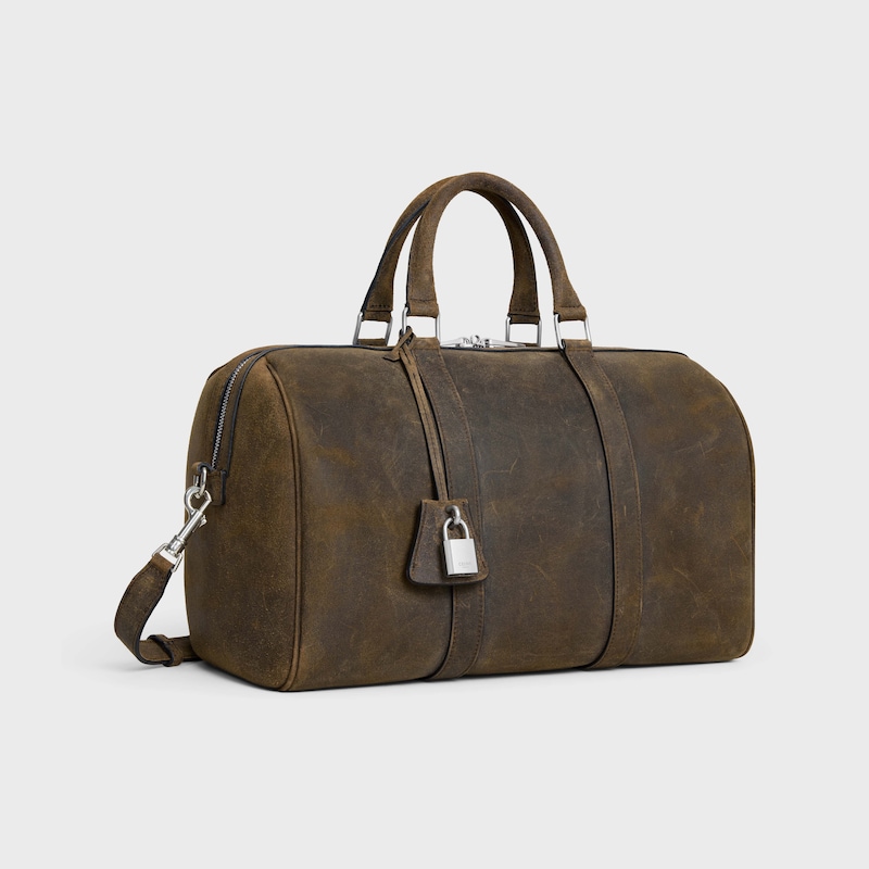 grand sac boston en daim de veau À effet cirÉ