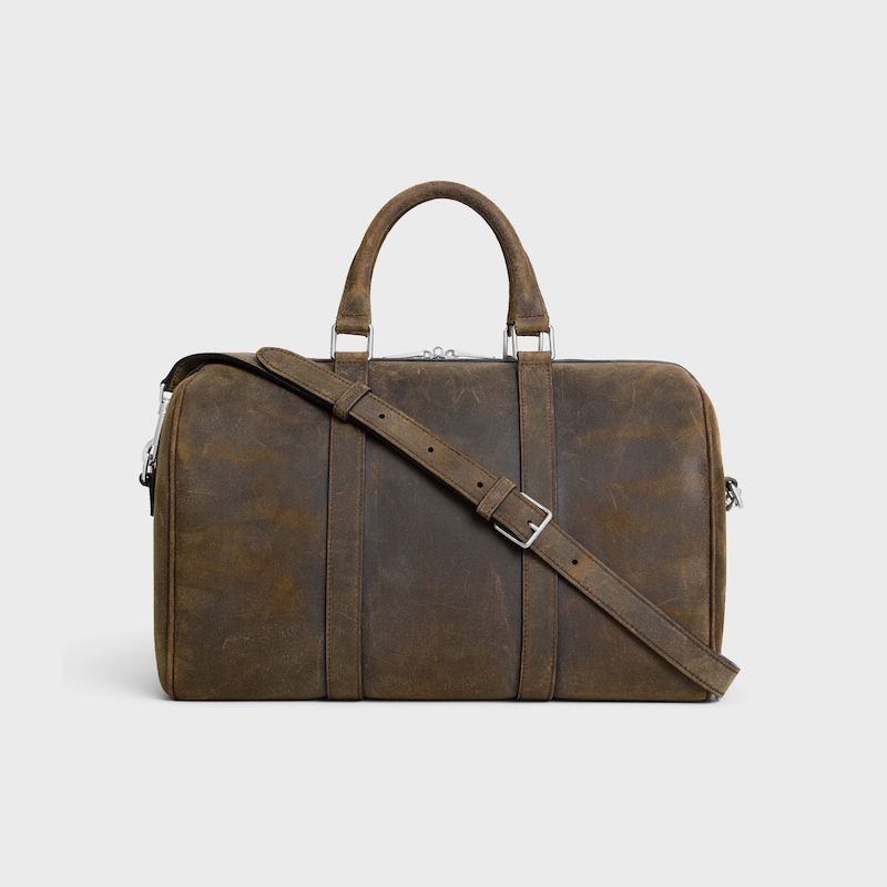 grand sac boston en daim de veau À effet cirÉ