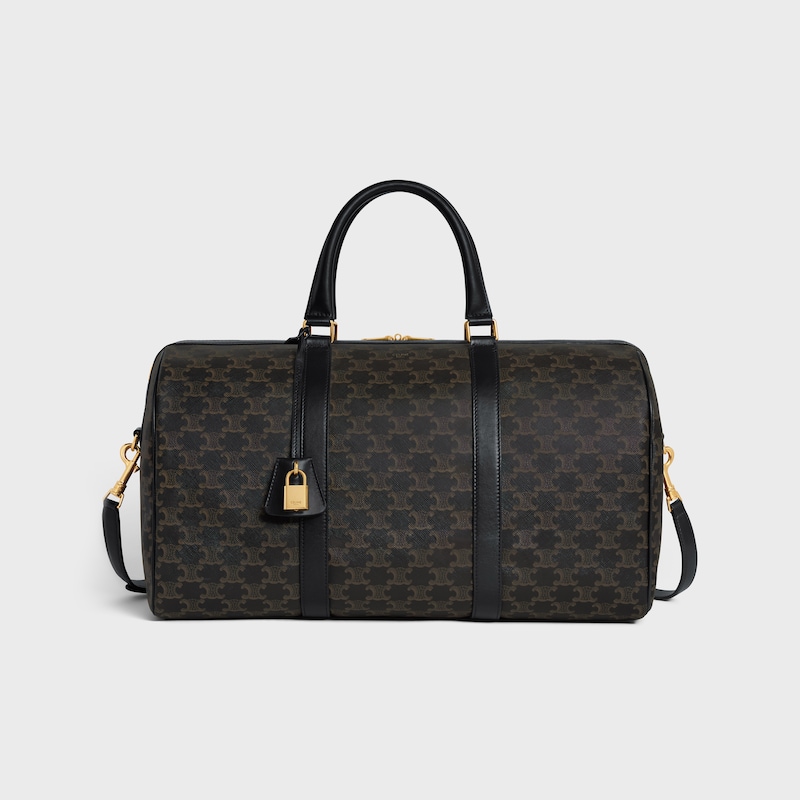 sac de voyage moyen en toile triomphe et cuir de veau