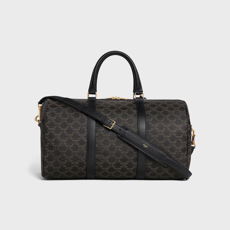 sac de voyage moyen en toile triomphe et cuir de veau