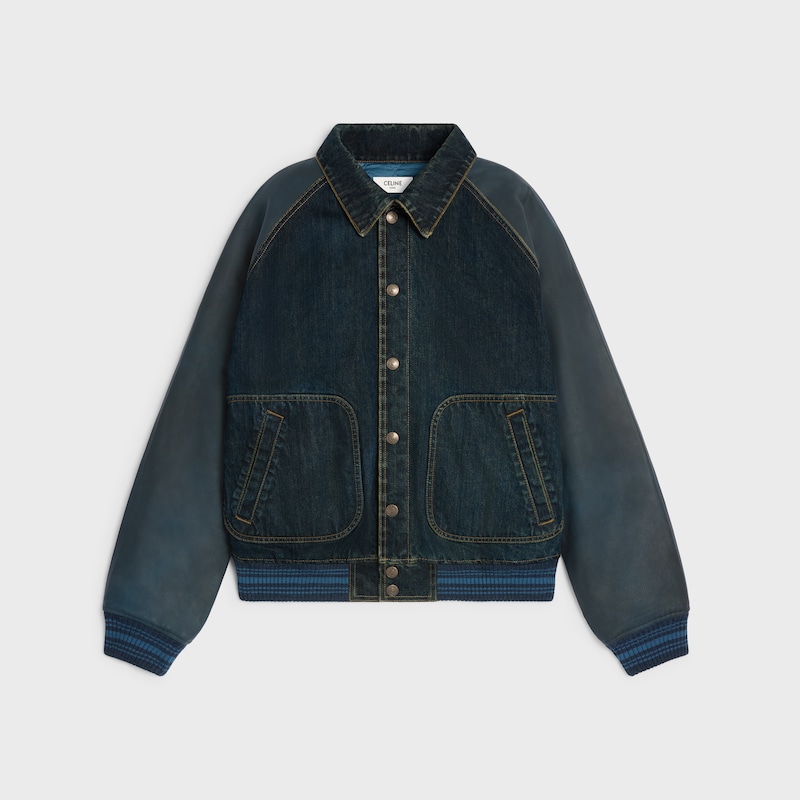 veste teddy en denim de coton