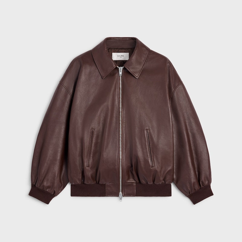veste teddy en cuir de veau