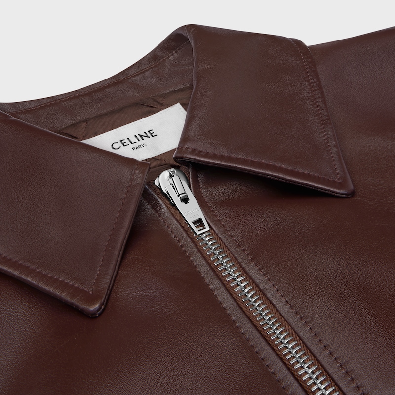 veste teddy en cuir de veau
