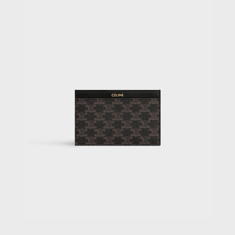 porte-cartes uni en toile triomphe et cuir de veau