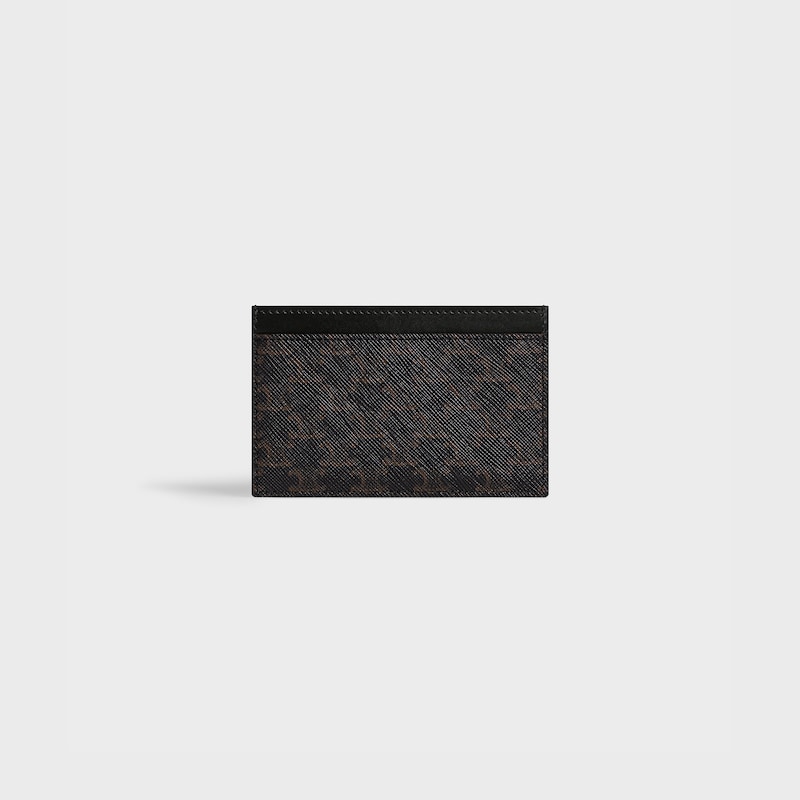 porte-cartes uni en toile triomphe et cuir de veau