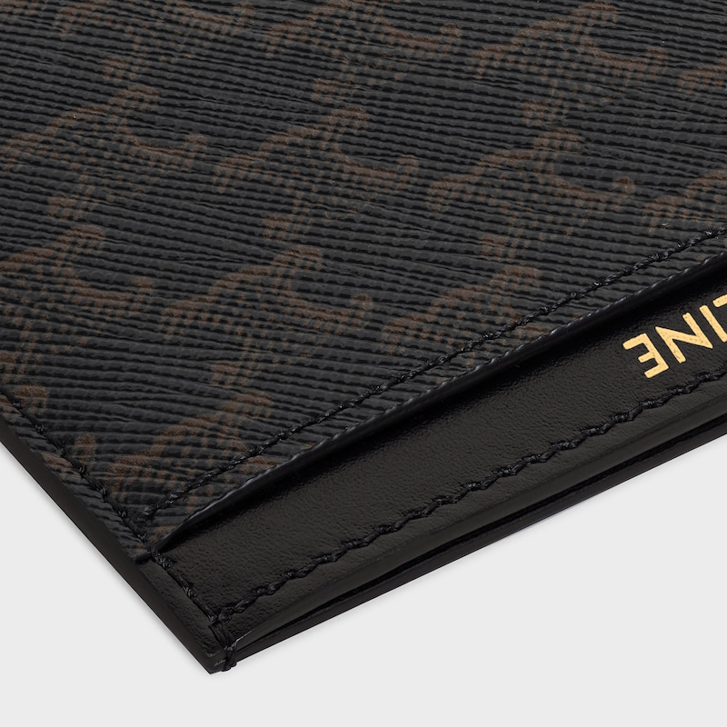 porte-cartes uni en toile triomphe et cuir de veau