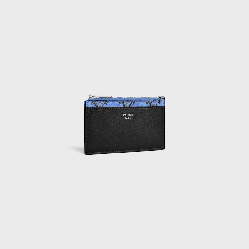 porte-cartes zippé en toile triomphe et cuir dagneau