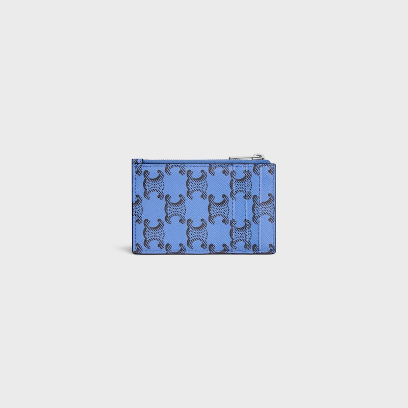 porte-cartes zippé en toile triomphe et cuir dagneau