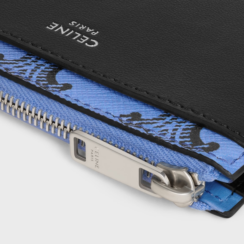 porte-cartes zippé en toile triomphe et cuir dagneau
