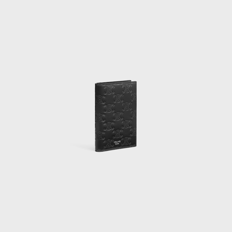 porte-cartes vertical en cuir de veau avec triomphe en relief
