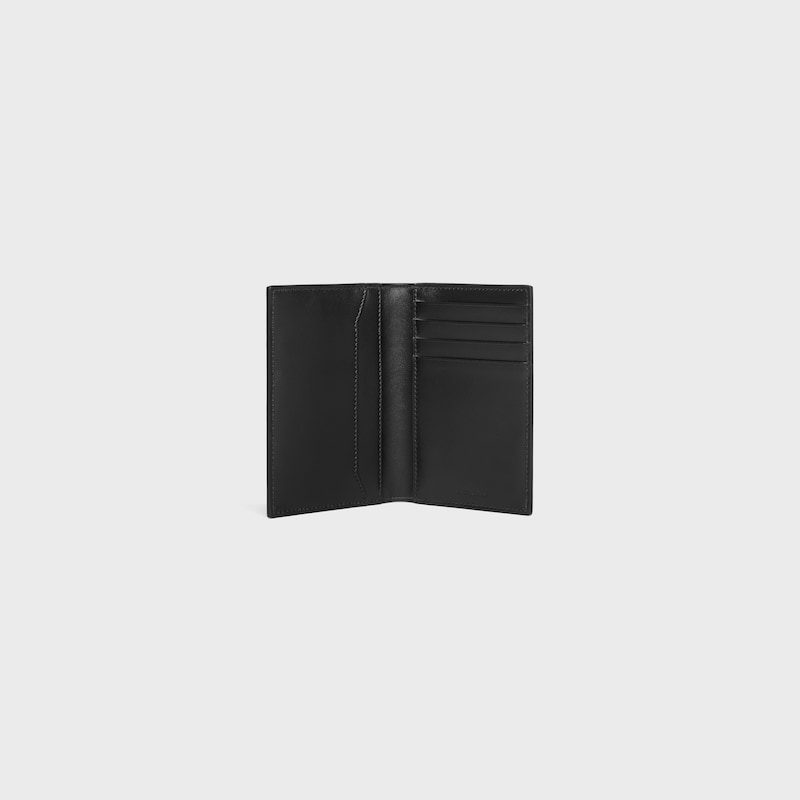 porte-cartes vertical en cuir de veau avec triomphe en relief