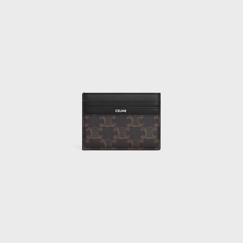 porte-cartes grand format en toile triomphe et cuir de veau