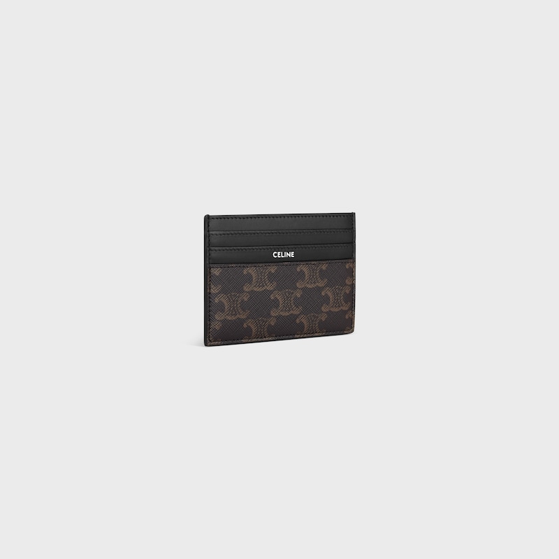 porte-cartes grand format en toile triomphe et cuir de veau