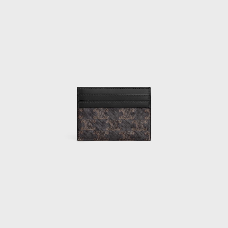 porte-cartes grand format en toile triomphe et cuir de veau