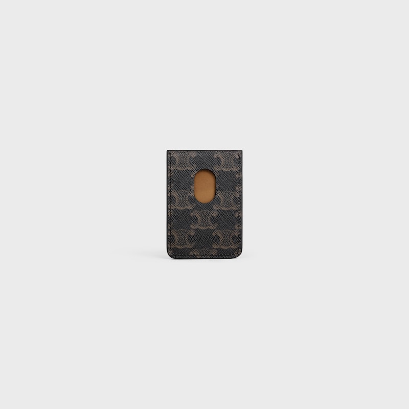 porte-cartes aimant en toile triomphe et cuir de veau