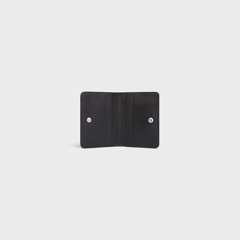 porte-cartes À deux volets en cuir de veau grainÉ