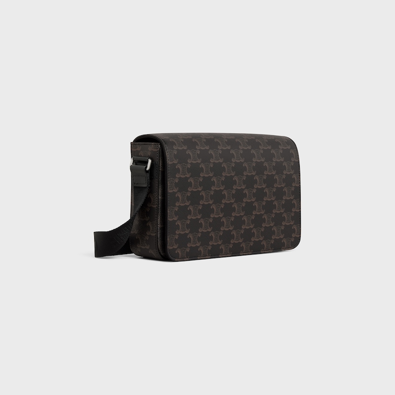 sac messager à rabat en toile triomphe et cuir de veau