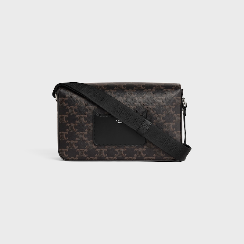 sac messager à rabat en toile triomphe et cuir de veau