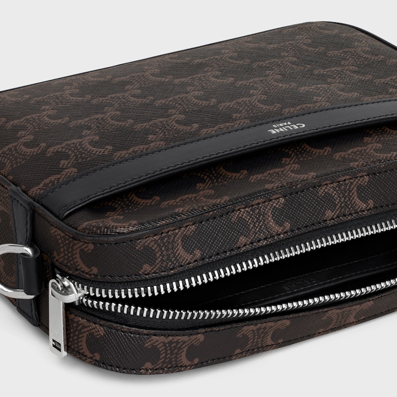petit sac messager en toile triomphe et peau de veau