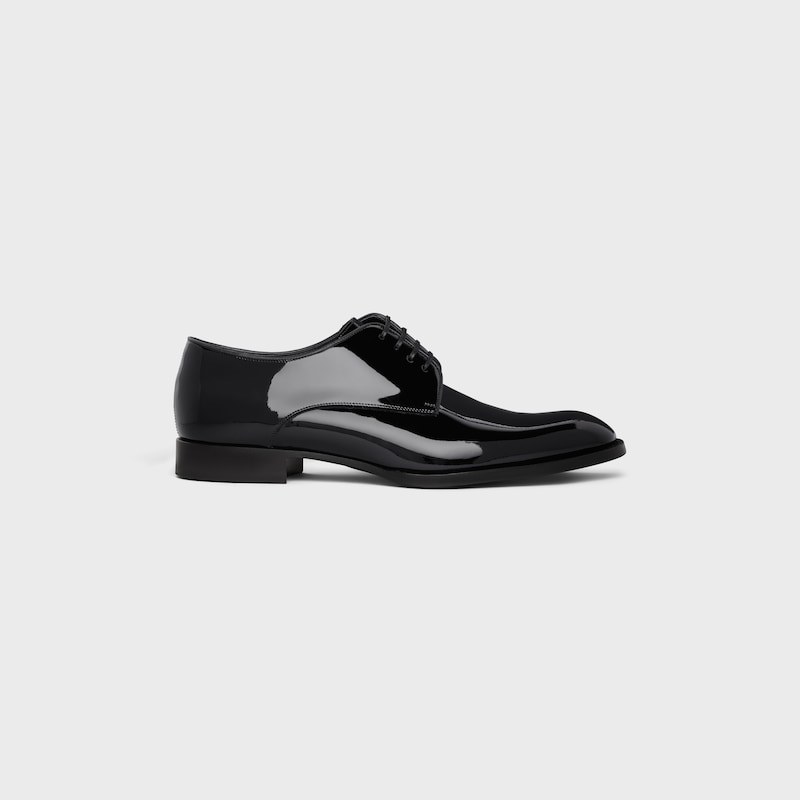 celine tuxedo derby en cuir de veau verni