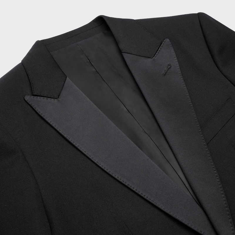 veste de smoking classique en laine grain de poudre