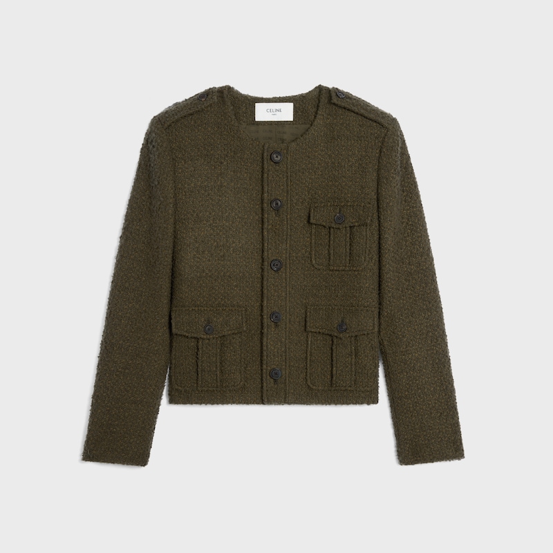 veste chasseur en cachemire bouclette natte