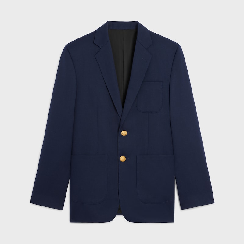 veste tailleur en laine à diagonale