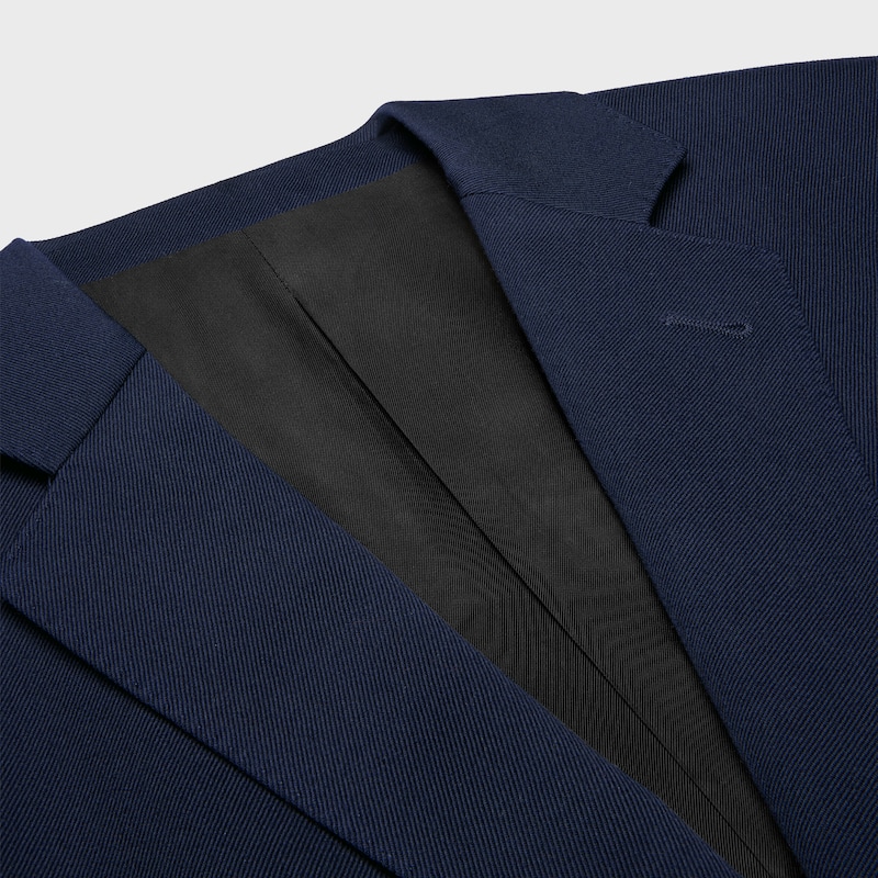 veste tailleur en laine à diagonale