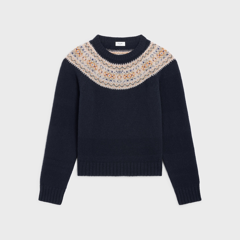 pull à col rond en laine fair isle triomphe