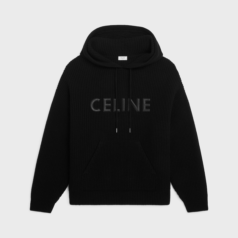 pull à capuche céline en laine monochrome
