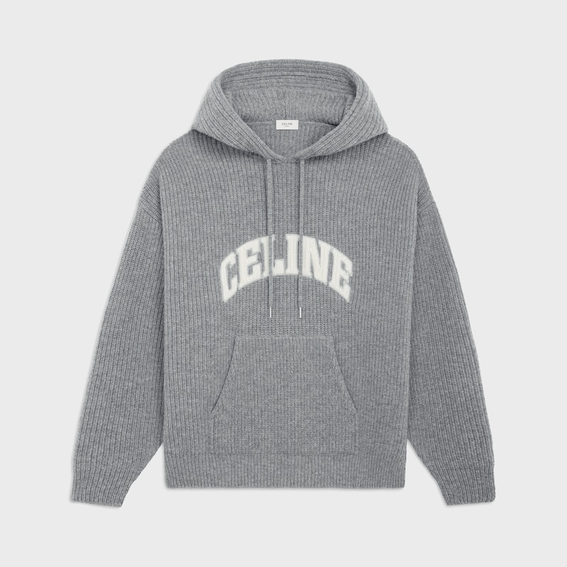 pull à capuche céline en laine côtelée