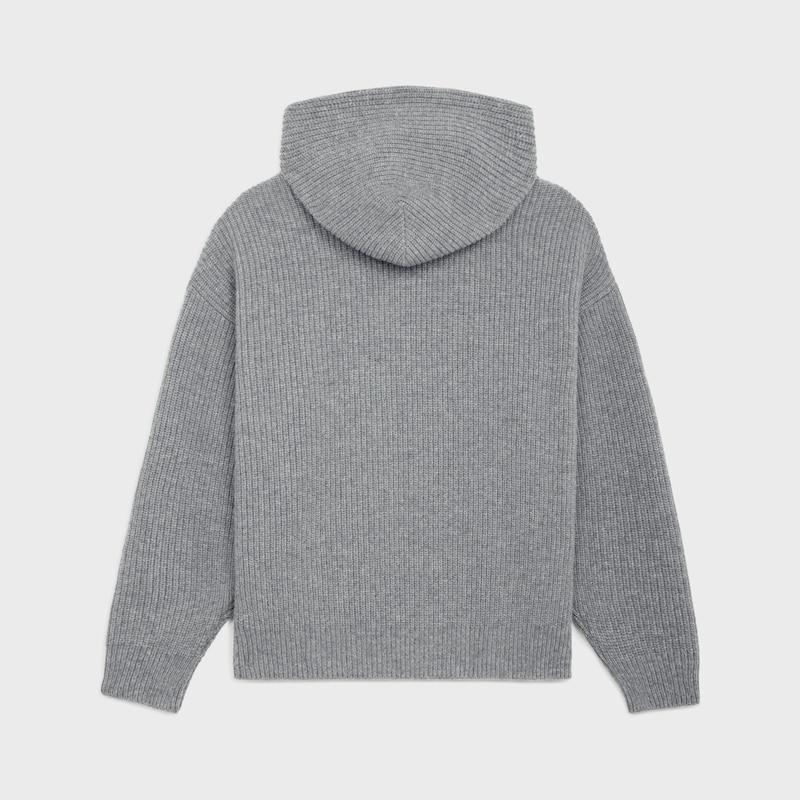 pull à capuche céline en laine côtelée