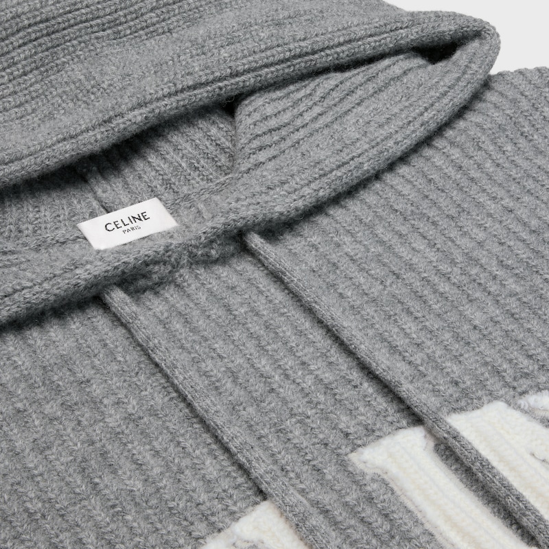 pull à capuche céline en laine côtelée
