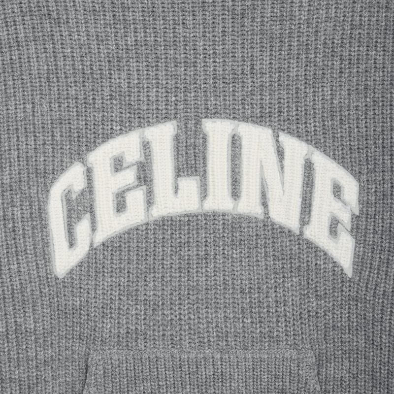 pull à capuche céline en laine côtelée