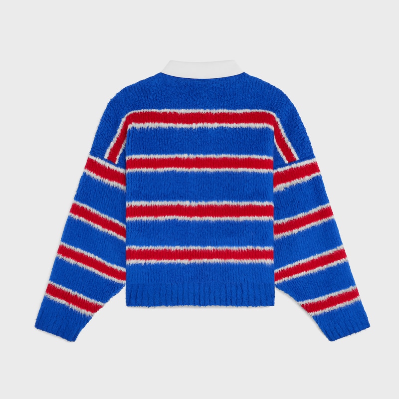 pull polo en coton rayé brossé