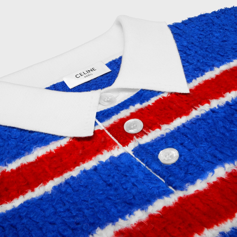 pull polo en coton rayé brossé