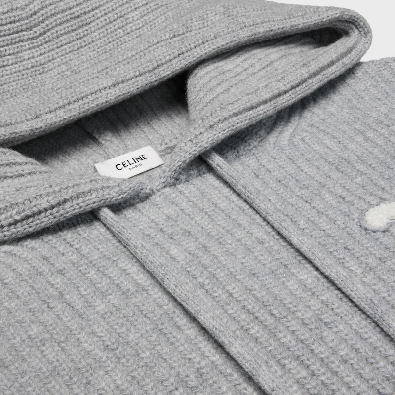 pull à capuche en laine côtelée