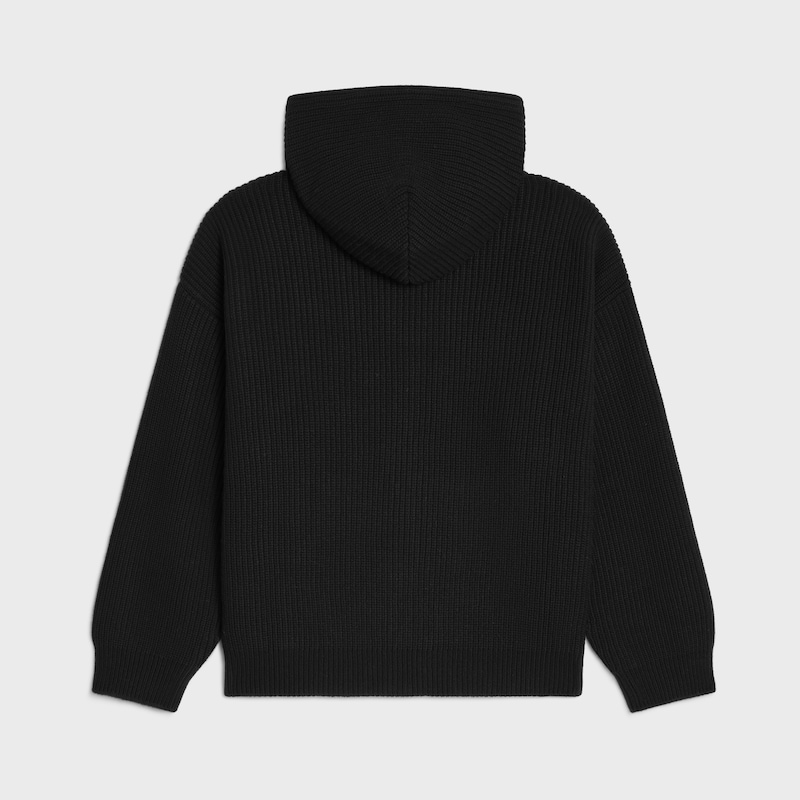 cardigan à capuche en laine cÔtelÉe