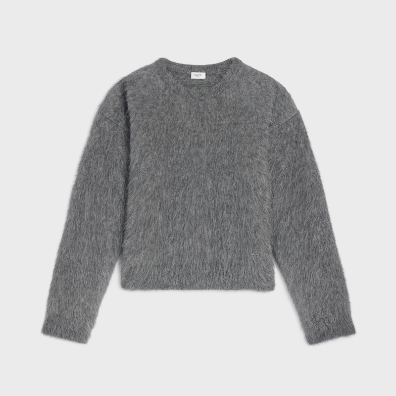 pull à col rond en mohair brossé